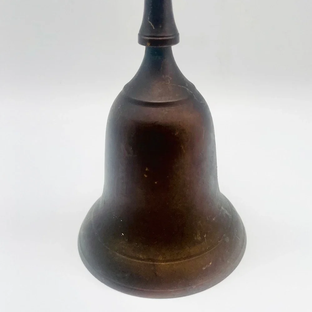 Vintage Solid Brass Hand Bell School Dinner Service Tall Handle 11